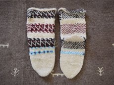 画像2: 新品 イラン製 ウール ミドル 25-26 cm 手編み靴下 ニットルームソックス Long Knit Room Socks n-wm2526-157h4a5 (2)