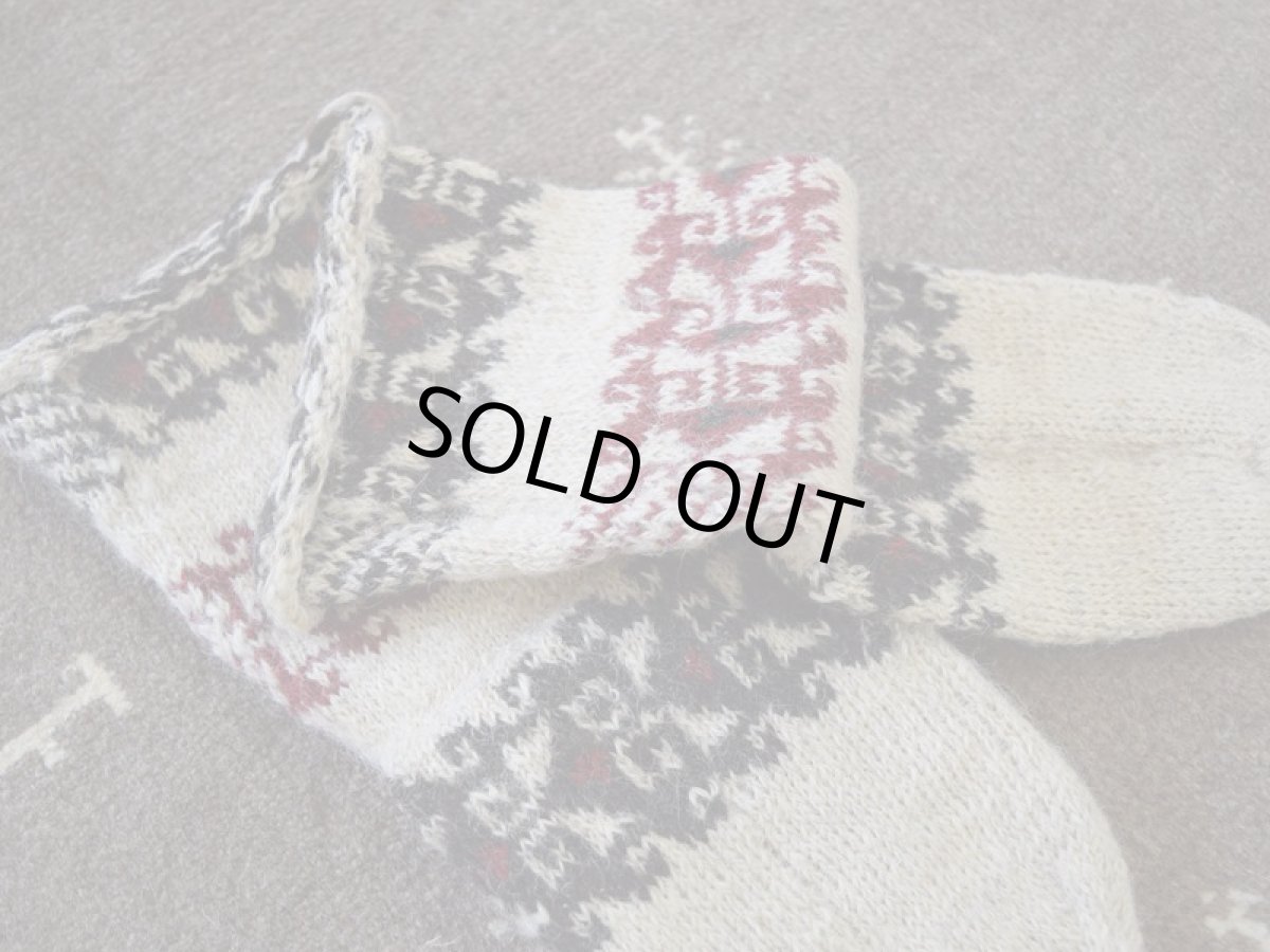 画像3: 新品 イラン製 ウール ミドル 25-26 cm 手編み靴下 ニットルームソックス Long Knit Room Socks n-wm2526-153h4a5 (3)