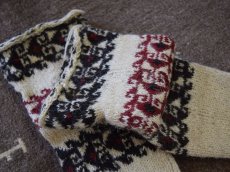 画像3: 新品 イラン製 ウール ミドル 25-26 cm 手編み靴下 ニットルームソックス Long Knit Room Socks n-wm2526-154h4a5 (3)