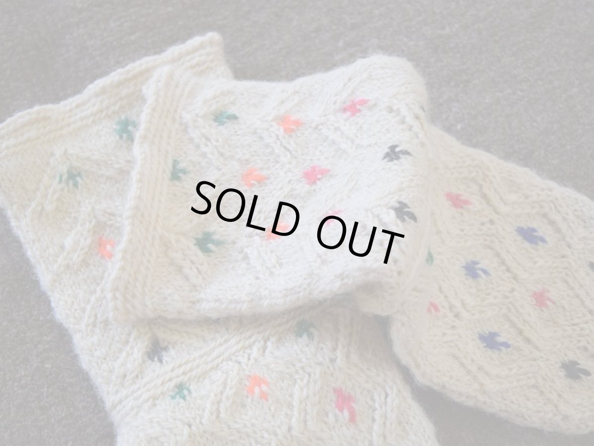 画像3: 新品 イラン製 ウール ミドル 23-24 cm 手編み靴下 ニットルームソックス Long Knit Room Socks n-wm2324-148h4a5 (3)