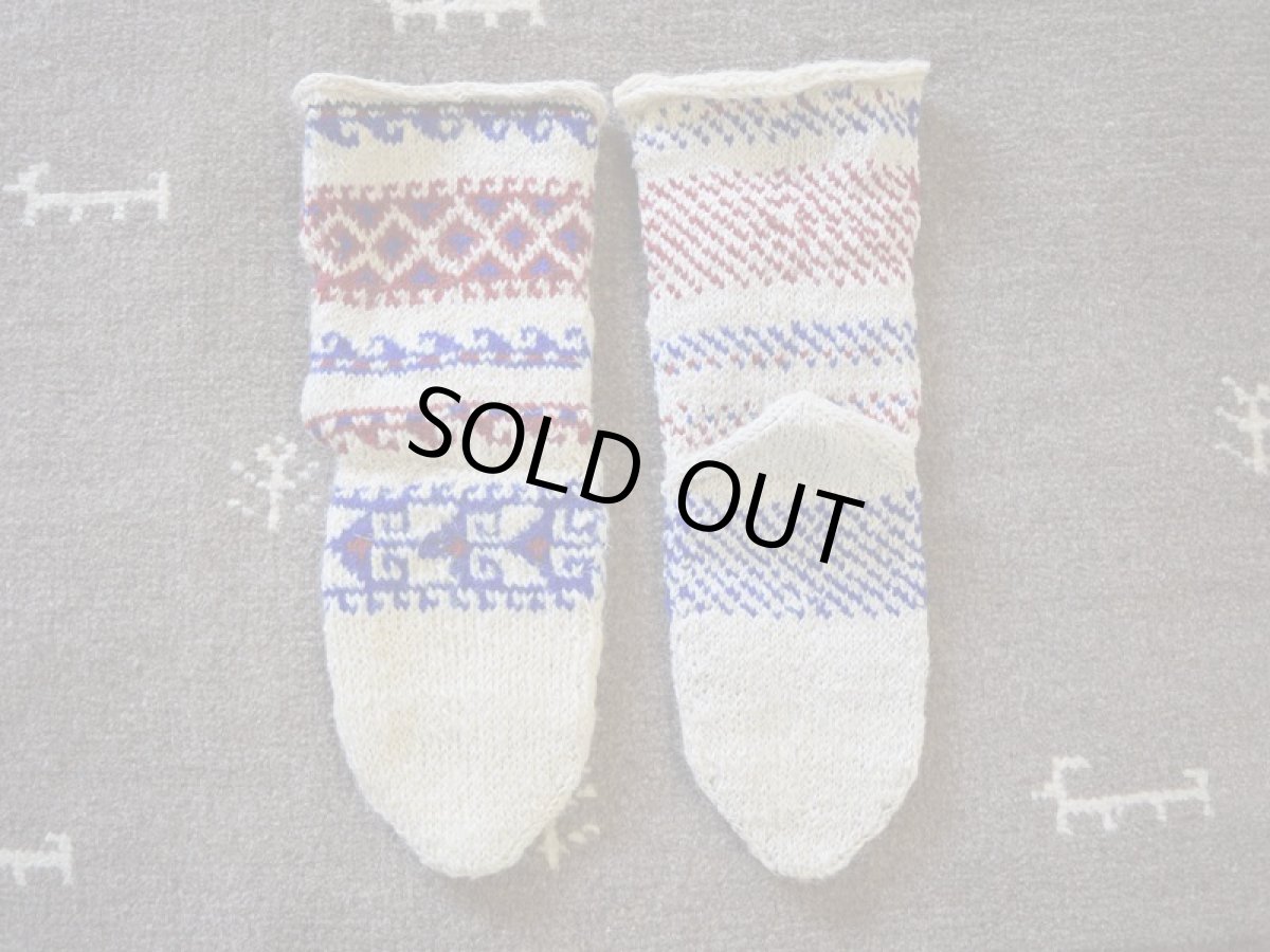 画像2: 新品 イラン製 ウール ミドル 22-23 cm 手編み靴下 ニットルームソックス Long Knit Room Socks n-wm2223-145h4a5 (2)