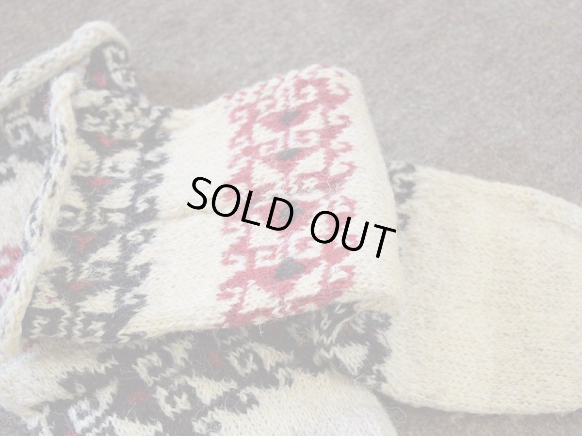 画像3: 新品 イラン製 ウール ミドル 25-26 cm 手編み靴下 ニットルームソックス Long Knit Room Socks n-wm2526-158h4a5 (3)