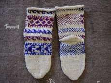 画像2: 新品 イラン製 ウール ミドル 23-24 cm 手編み靴下 ニットルームソックス Long Knit Room Socks n-wm2324-149h4a5 (2)