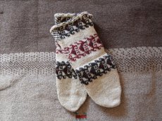 画像1: 新品 イラン製 ウール ミドル 26-27 cm 手編み靴下 ニットルームソックス Long Knit Room Socks n-wm2627-162h4a5 (1)