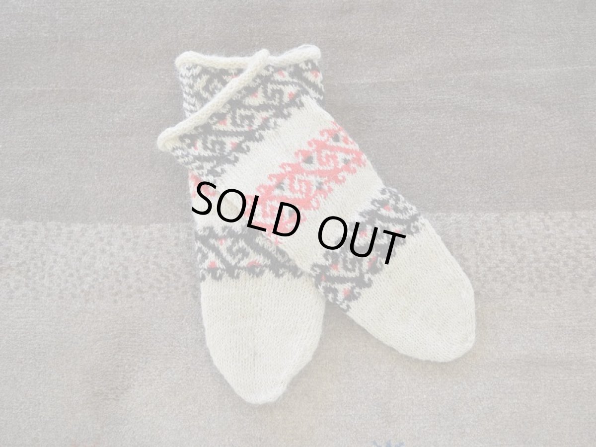 画像1: 新品 イラン製 ウール ミドル 26-27 cm 手編み靴下 ニットルームソックス Long Knit Room Socks n-wm2627-159h4a5 (1)