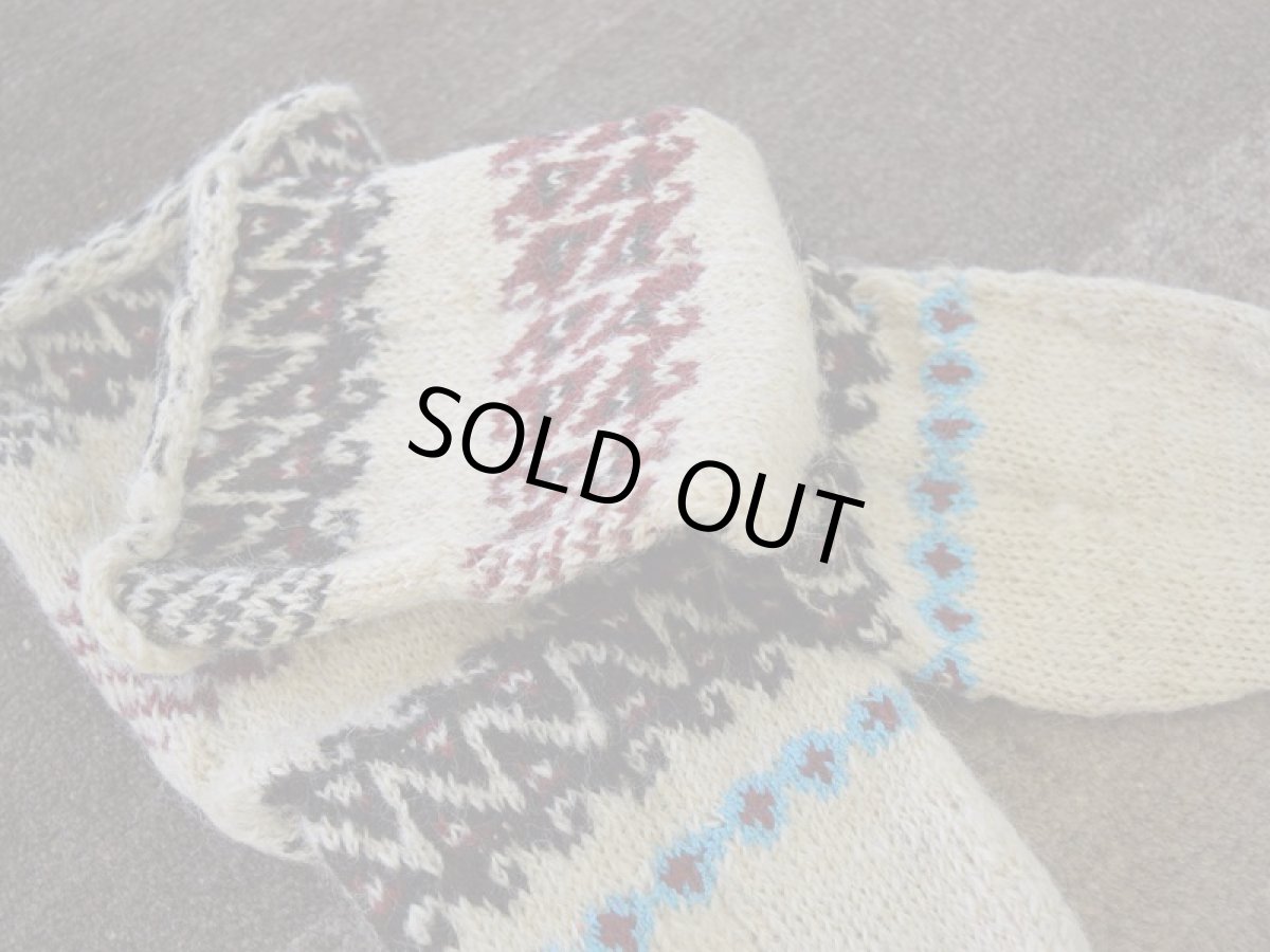 画像3: 新品 イラン製 ウール ミドル 26-27 cm 手編み靴下 ニットルームソックス Long Knit Room Socks n-wm2627-160h4a5 (3)