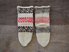 画像2: 新品 イラン製 ウール ミドル 26-27 cm 手編み靴下 ニットルームソックス Long Knit Room Socks n-wm2627-159h4a5 (2)