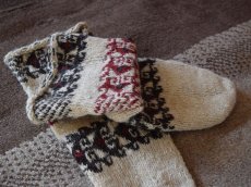 画像3: 新品 イラン製 ウール ミドル 26-27 cm 手編み靴下 ニットルームソックス Long Knit Room Socks n-wm2627-162h4a5 (3)