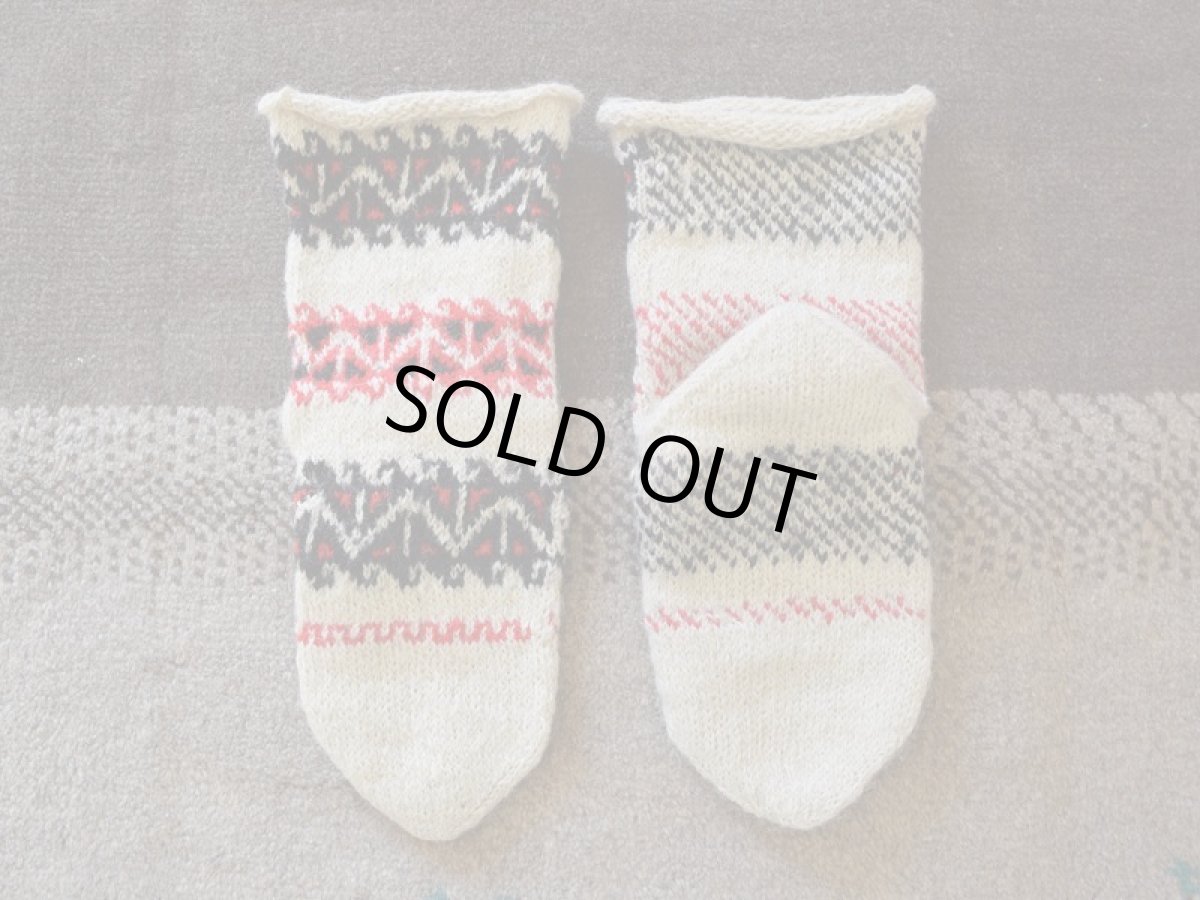 画像2: 新品 イラン製 ウール ミドル 27-28 cm 手編み靴下 ニットルームソックス Long Knit Room Socks n-wm2728-163h4a5 (2)