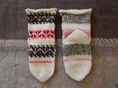 画像2: 新品 イラン製 ウール ミドル 27-28 cm 手編み靴下 ニットルームソックス Long Knit Room Socks n-wm2728-163h4a5 (2)