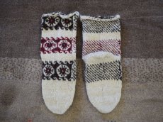 画像2: 新品 イラン製 ウール ミドル 26-27 cm 手編み靴下 ニットルームソックス Long Knit Room Socks n-wm2627-161h4a5 (2)