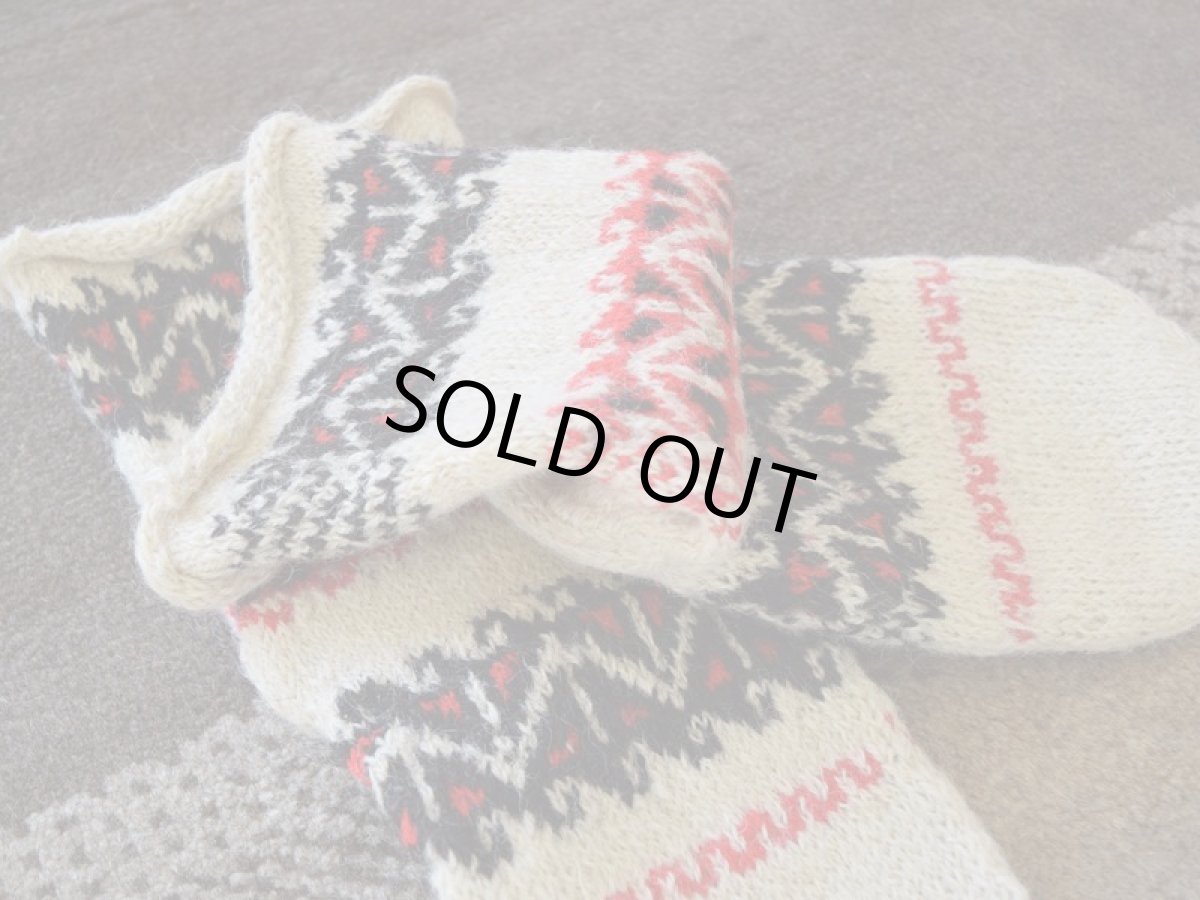 画像3: 新品 イラン製 ウール ミドル 27-28 cm 手編み靴下 ニットルームソックス Long Knit Room Socks n-wm2728-163h4a5 (3)