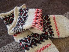 画像3: 新品 イラン製 ウール ミドル 27-28 cm 手編み靴下 ニットルームソックス Long Knit Room Socks n-wm2728-163h4a5 (3)