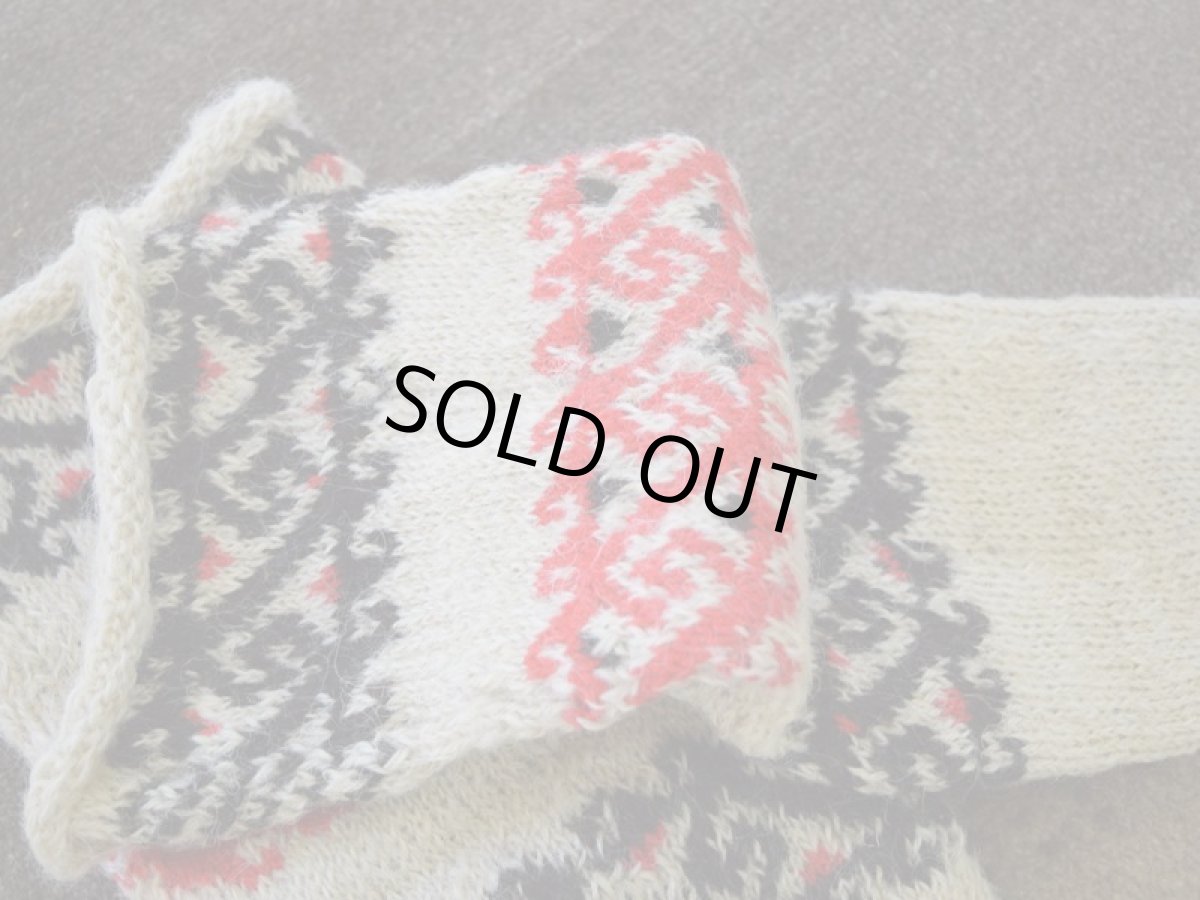 画像3: 新品 イラン製 ウール ミドル 26-27 cm 手編み靴下 ニットルームソックス Long Knit Room Socks n-wm2627-159h4a5 (3)