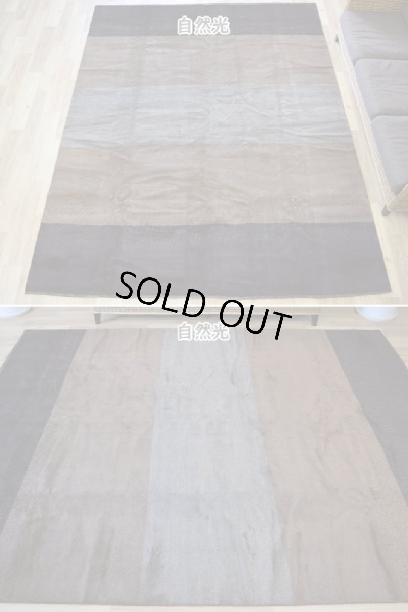 画像3: 新品 ペルシャ ギャッベ 縦3m 横2m 6㎡ 〜6帖程度 リビング ダイニング 3人掛けソファ コーナーソファサイズ 280 × 218 cm No.1437 肉厚 ウール ギャベ 手織り ハンドメイド ラグ 絨毯 カーペット ベージュ ブラウン グレー ブラック グラデーション ボーダー リビングダイニングルームやベッドサイドに n-1437-280218s563a574 (3)