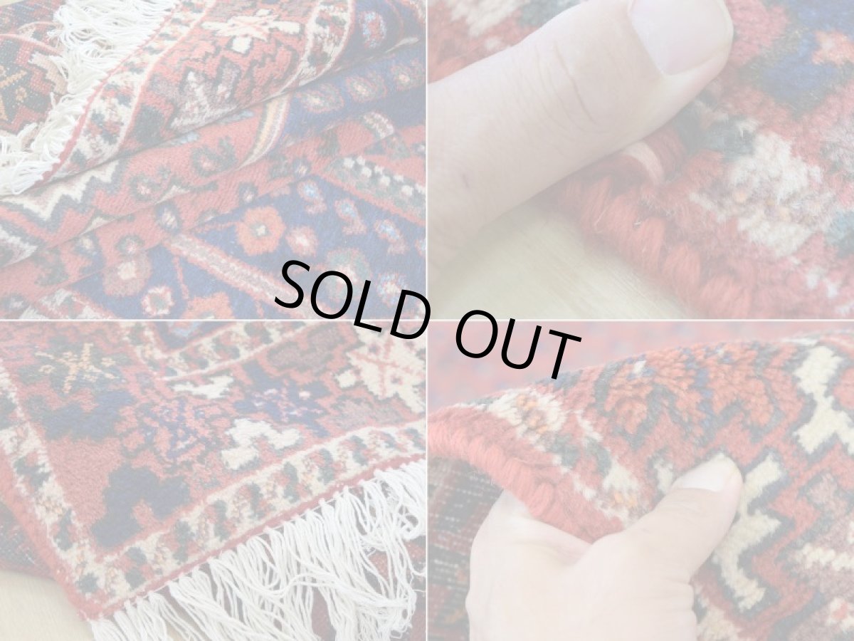 画像18: 良品 ペルシャ 部族絨毯  シャハレババク 縦2m 横1.5m 3㎡ 〜3帖程度 リビング ダイニング 2〜3人掛けソファ サイズ 195 x 155 cm No.P480 ウール 手織り ハンドメイド トライバル ラグ 部族絨毯 マット カーペット ボテ 幾何学模様 民族柄 ネイビー 赤 ヴィンテージ ビンテージ  b-p480-195155h023p (18)