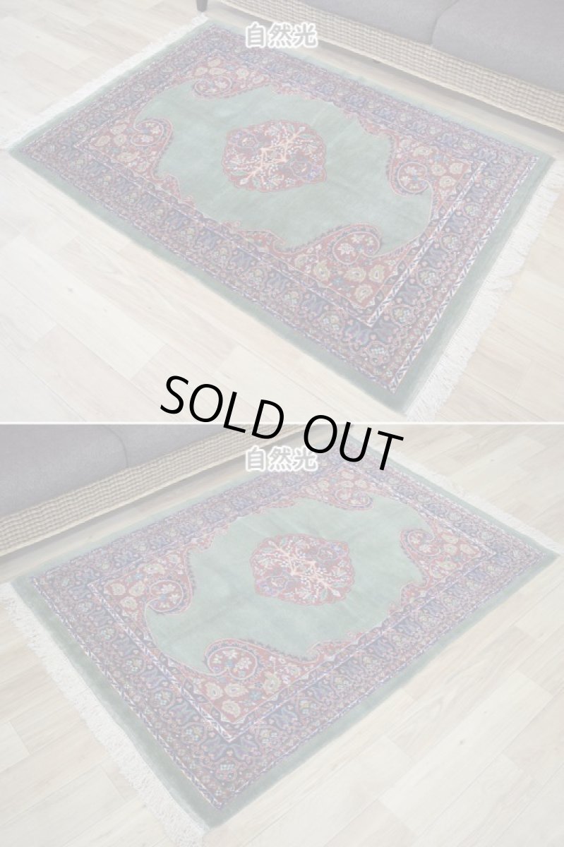 画像4: 新品 ペルシャ 部族絨毯 グーチャン 縦1.5m 横1m 1.5㎡ 1-2人掛けソファ センターラグ サイズ 154 x 106 cm No.2128 ウール シルク 手織り ハンドメイド トライバル ラグ カーペット ボテ模様 深緑 グリーン エンジ 赤 ワインレッド n-2128-154106s084526 (4)