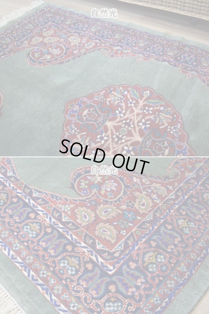 画像6: 新品 ペルシャ 部族絨毯 グーチャン 縦1.5m 横1m 1.5㎡ 1-2人掛けソファ センターラグ サイズ 154 x 106 cm No.2128 ウール シルク 手織り ハンドメイド トライバル ラグ カーペット ボテ模様 深緑 グリーン エンジ 赤 ワインレッド n-2128-154106s084526 (6)