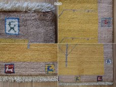 画像19: 新品 ペルシャ ギャッベ 縦1.5m 横1m 2人掛けソファ サイズ 142 × 80 cm No.2412 肉厚 天然 ウール ギャベ 手織り リーズバフト ハンドメイド ラグ 絨毯 カーペット 生命の樹 動物 イエロー 黄色 ベージュ n-2412-142080s731971 (19)