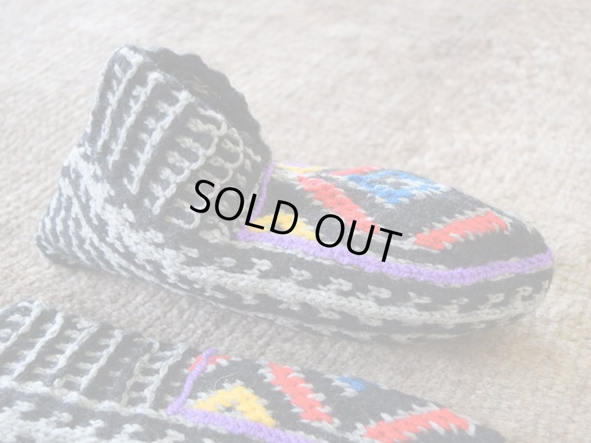 画像3: 新品 イラン製 アクリル混ウール ショート くるぶし丈 22-23 cm 手編み靴下 ニットルームソックス Long Knit Room Socks n-as2223-178h2a3 (3)