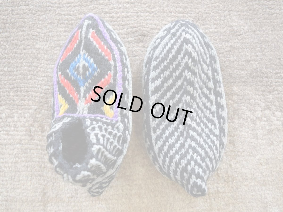 画像2: 新品 イラン製 アクリル混ウール ショート くるぶし丈 22-23 cm 手編み靴下 ニットルームソックス Long Knit Room Socks n-as2223-178h2a3 (2)