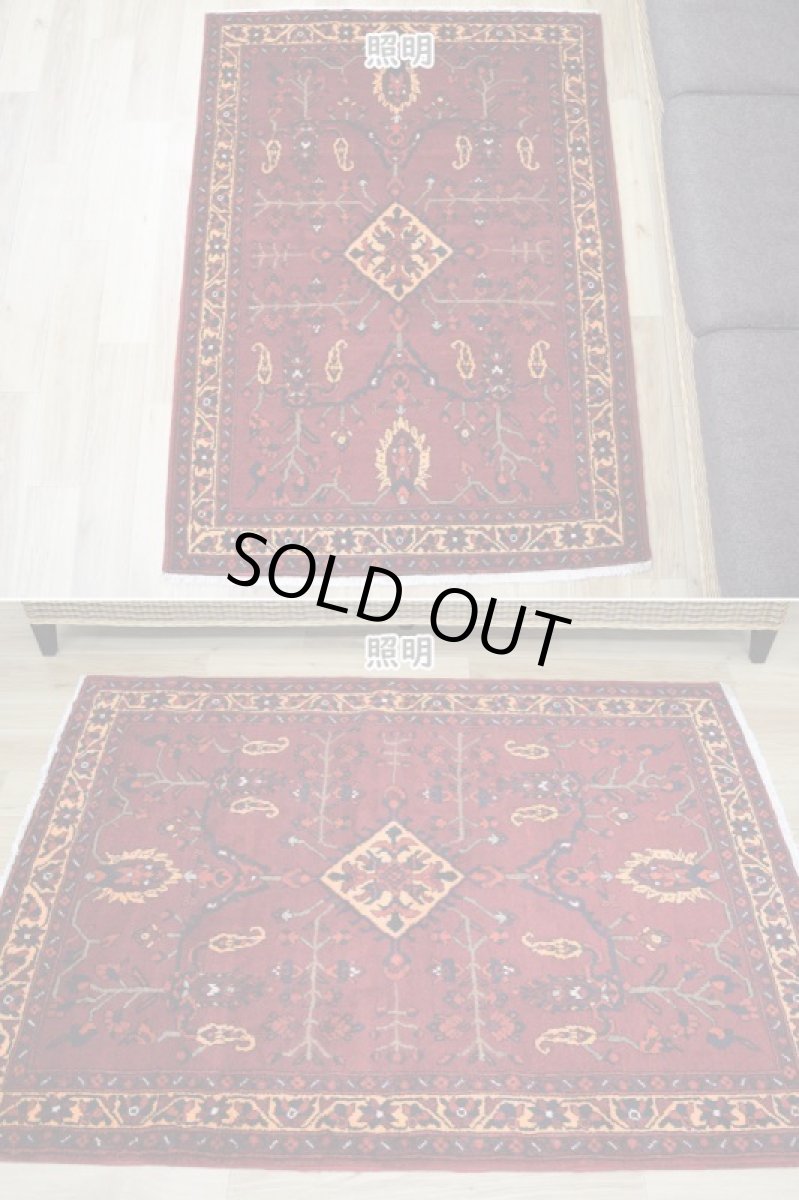 画像3: 良品 ペルシャ 部族絨毯 バクティヤリ 縦1.5m 横1.1m 2㎡ 〜2帖程度 1〜2人掛けソファ センターテーブル サイズ 150 x 110 cm No.R223 ウール 手織り トライバル ラグ 敷物 マット カーペット ヴィンテージ ビンテージ  赤 レッド b-r223-150110h001031 (3)