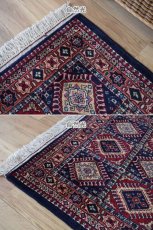 画像6: 新品 ペルシャ 部族絨毯 ヤラメ 縦1.5m 横1m 1.6㎡ 1-2人掛けソファ足元 サイズ 156 x 99 cm No.AB516 ウール 手織り ハンドメイド トライバル ラグ カーペット 民族柄 総柄 ネイビー n-ab516-156099h041551 (6)