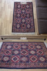 画像3: 新品 ペルシャ 部族絨毯 ヤラメ 縦1.5m 横1m 1.6㎡ 1-2人掛けソファ足元 サイズ 156 x 99 cm No.AB516 ウール 手織り ハンドメイド トライバル ラグ カーペット 民族柄 総柄 ネイビー n-ab516-156099h041551 (3)
