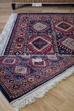 画像7: 新品 ペルシャ 部族絨毯 ヤラメ 縦1.5m 横1m 1.6㎡ 1-2人掛けソファ足元 サイズ 156 x 99 cm No.AB516 ウール 手織り ハンドメイド トライバル ラグ カーペット 民族柄 総柄 ネイビー n-ab516-156099h041551 (7)