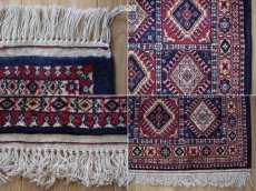 画像19: 新品 ペルシャ 部族絨毯 ヤラメ 縦1.5m 横1m 1.6㎡ 1-2人掛けソファ足元 サイズ 156 x 99 cm No.AB516 ウール 手織り ハンドメイド トライバル ラグ カーペット 民族柄 総柄 ネイビー n-ab516-156099h041551 (19)