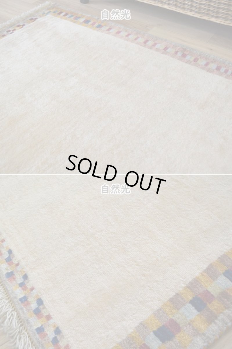 画像6: 新品 ペルシャ ギャッベ 縦2m 横1m ランナーサイズ 2-3人掛けソファ サイズ 190 × 77 cm No.2324 肉厚 天然 ウール ギャベ 手織り リーズバフト ハンドメイド ラグ 絨毯 カーペット  イエロー 黄色 クリーム ベージュ プレーン シンプル n-2324-190077s053583 (6)