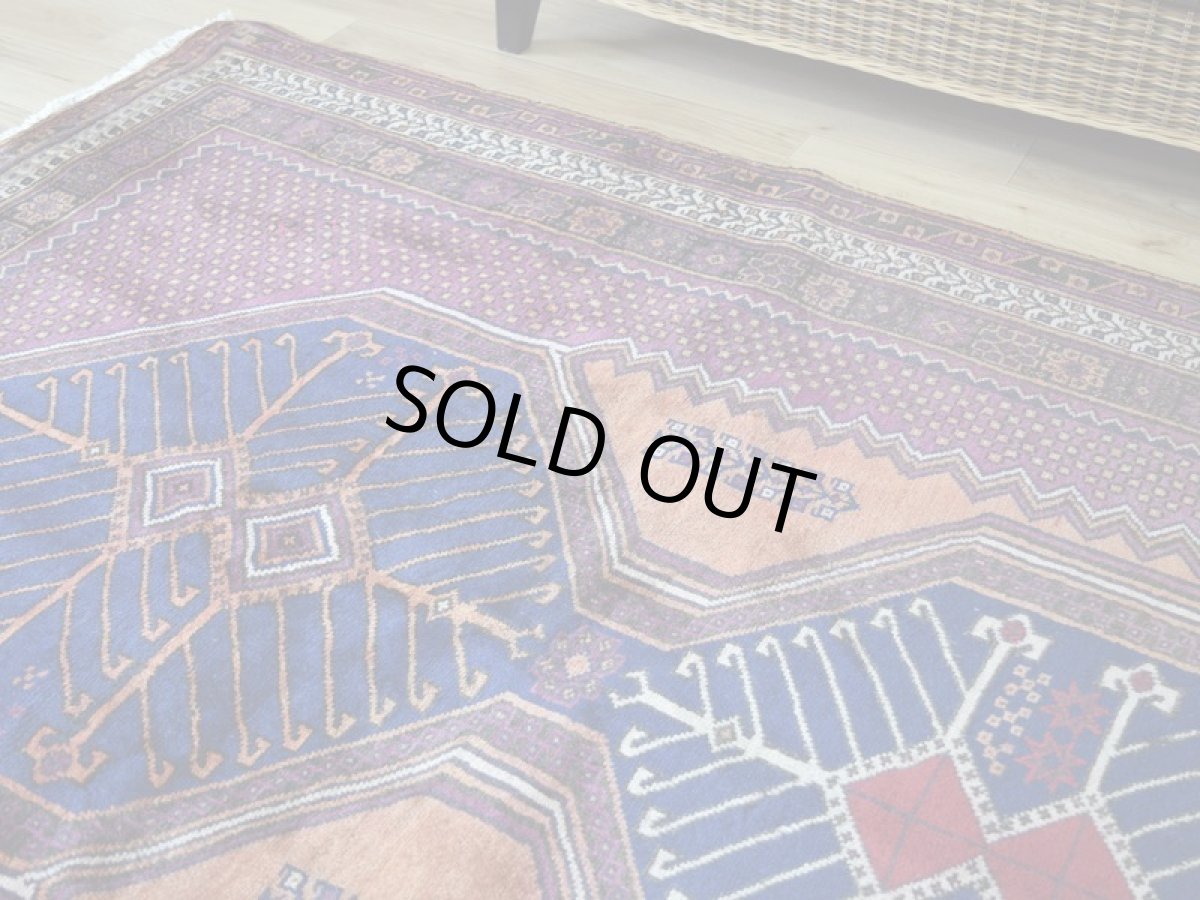 画像3: 良品 ペルシャ 部族絨毯 シールジャン No.AD407 - 250 x 140 cm 紫ネイビー茶 トランジ b-ad407-250140h494546 (3)