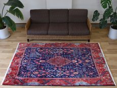画像1: 良品 ペルシャ 部族絨毯 シールジャン No.AD409 - 220 x 142 cm ウール 手織り 赤 青 トランジ n-ab409-220142h044575 (1)