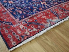 画像4: 良品 ペルシャ 部族絨毯 シールジャン No.AD409 - 220 x 142 cm ウール 手織り 赤 青 トランジ n-ab409-220142h044575 (4)