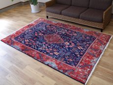画像2: 良品 ペルシャ 部族絨毯 シールジャン No.AD409 - 220 x 142 cm ウール 手織り 赤 青 トランジ n-ab409-220142h044575 (2)