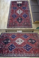 画像2: 良品 ペルシャ 部族絨毯 シラーズ No.AD600 - 226 x 155 cm ウール 手織り トライバルラグ 赤 ネイビー b-ad600-226155h594546 (2)