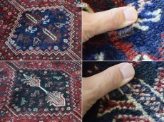 画像14: 良品 ペルシャ 部族絨毯 シラーズ No.AD600 - 226 x 155 cm ウール 手織り トライバルラグ 赤 ネイビー b-ad600-226155h594546 (14)