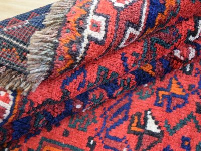 画像2: 良品 ペルシャ 部族絨毯 シラーズ No.AD603 - 220 x 152 cm ウール 手織り 赤 ab-ad603-220152h174316