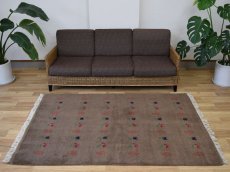 画像1: 新品 ペルシャ ギャッベ 縦2m 横1.5m 2.5㎡ リビング ダイニング 2-3人掛けソファ サイズ 188 × 138 cm No.R429 肉厚 天然 ウール ギャベ 手織り ハンドメイド ラグ 絨毯 カーペット リビングダイニングルームやベッドサイドに ブラウン 茶 動物 植物柄 n-r429-188138h031071 (1)