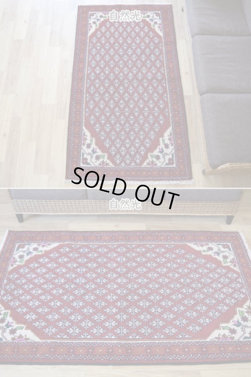 画像3: 新品 ペルシャ 部族絨毯 バルーチ No.R236 - 185 x 105 cm 赤 クリーム 葉模様 花柄 総柄 n-r236-185105h001031 (3)