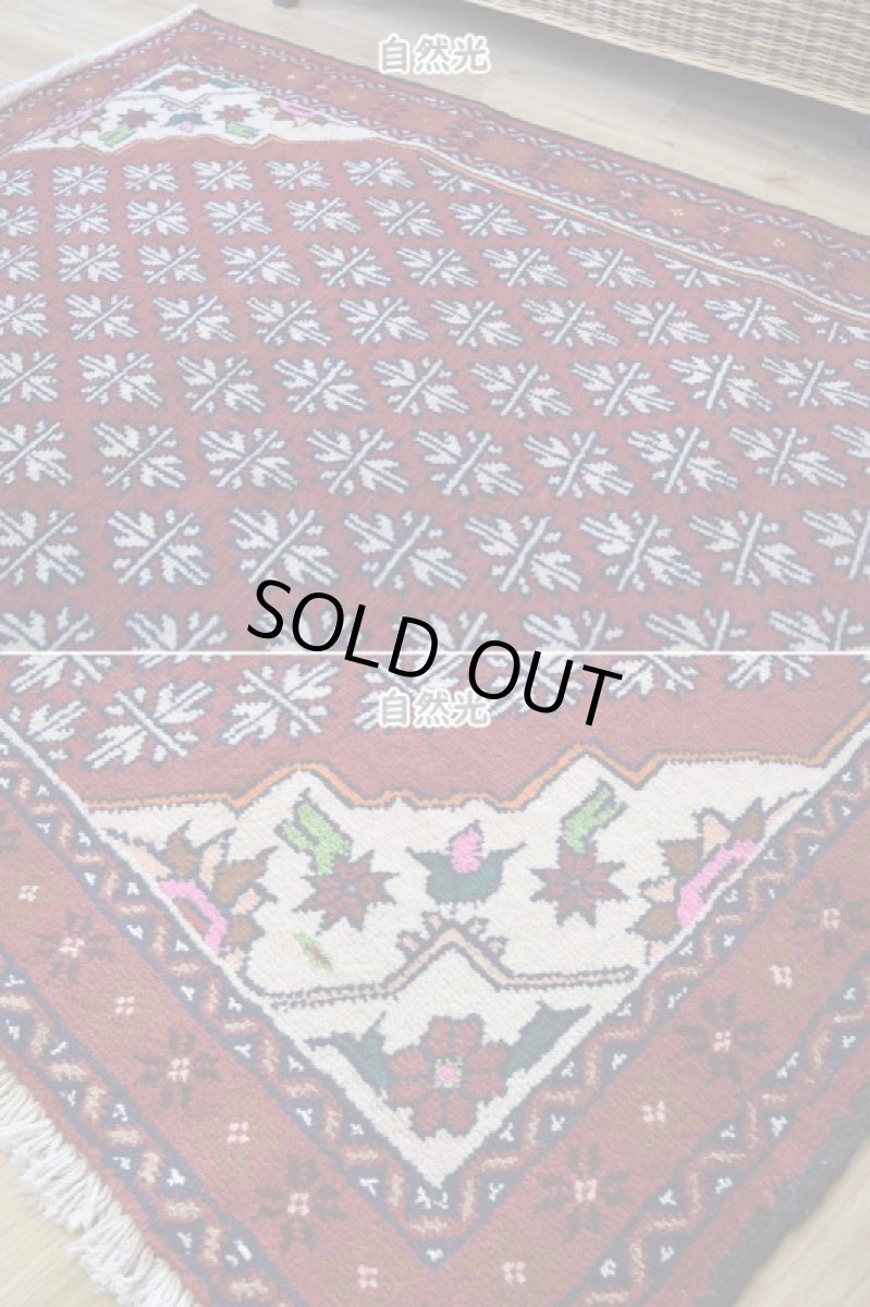 画像6: 新品 ペルシャ 部族絨毯 バルーチ No.R236 - 185 x 105 cm 赤 クリーム 葉模様 花柄 総柄 n-r236-185105h001031 (6)