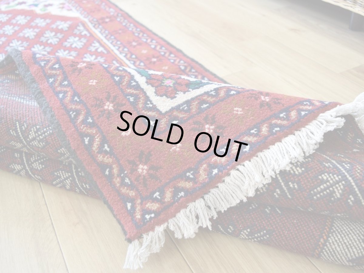 画像15: 新品 ペルシャ 部族絨毯 バルーチ No.R236 - 185 x 105 cm 赤 クリーム 葉模様 花柄 総柄 n-r236-185105h001031 (15)