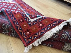 画像15: 新品 ペルシャ 部族絨毯 バルーチ No.R236 - 185 x 105 cm 赤 クリーム 葉模様 花柄 総柄 n-r236-185105h001031 (15)