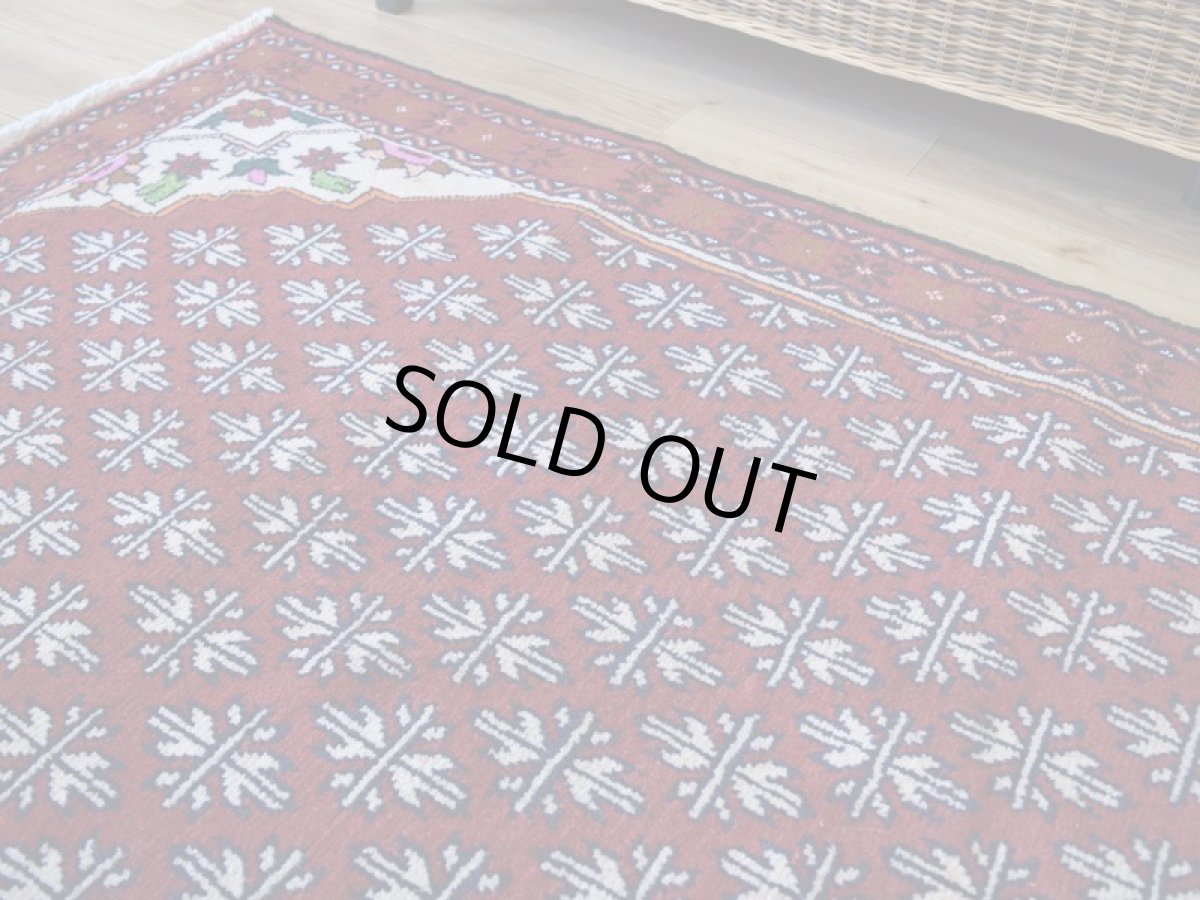 画像9: 新品 ペルシャ 部族絨毯 バルーチ No.R236 - 185 x 105 cm 赤 クリーム 葉模様 花柄 総柄 n-r236-185105h001031 (9)