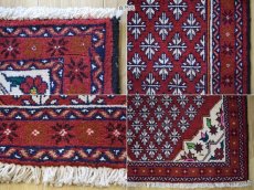 画像19: 新品 ペルシャ 部族絨毯 バルーチ No.R236 - 185 x 105 cm 赤 クリーム 葉模様 花柄 総柄 n-r236-185105h001031 (19)