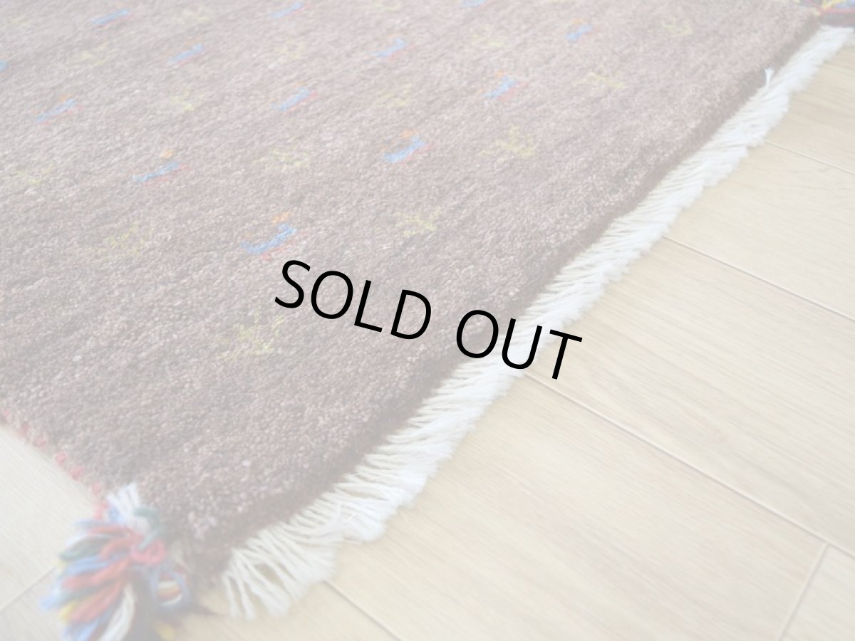 画像5: 新品 ペルシャ ギャッベ 玄関 マット サイズ 82 × 61 cm No.C108 肉厚 天然 ウール ギャベ 手織り ハンドメイド ラグ 絨毯 カーペット ロルバフト 玄関ドアマットのアクセントに 生命の樹 動物 茶 ブラウン系 n-c108-082061s001031 (5)