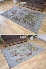 画像4: 新品 ペルシャ ギャッベ 235 × 143 cm No.A616 縦2.5m 横1.5m 3.5㎡ 〜4帖程度 リビング ダイニング 2-3人掛けソファサイズ 肉厚 ウール ギャベ 手織り リーズバフト ハンドメイド ラグ 絨毯 カーペット 生命の樹 糸杉 動物 ヤギ 羊 鳥 柄 ライトグレー インディゴブルー リビングダイニングルームやベッドサイドに  n-a616-235143h996967 (4)