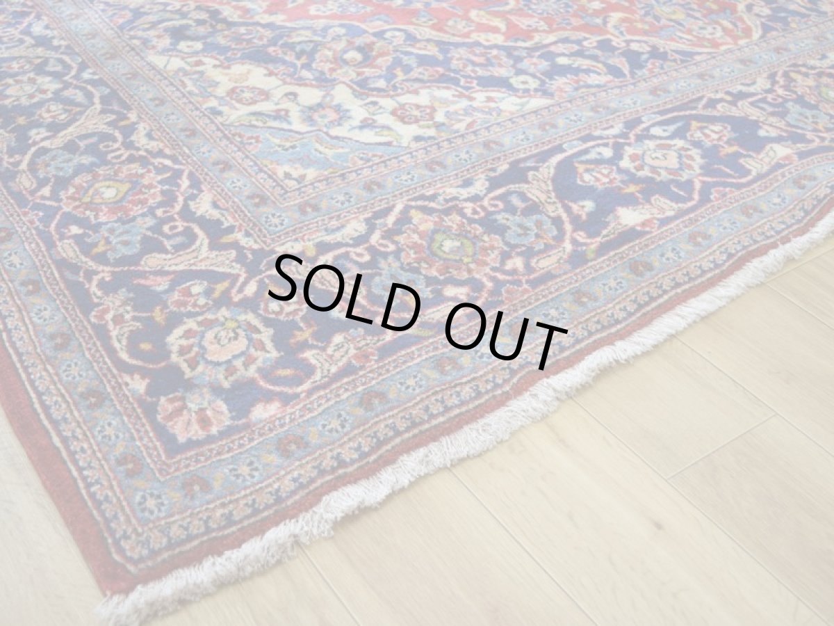 画像11: 良品 ペルシャ 絨毯 カシャーン産  285 x 201 cm No.AD316 縦3m 横2m 6㎡ 〜6帖 リビング ダイニング 3人掛けソファ コーナーソファ 大判 サイズ 肉厚 ウール 手織り トライバル ラグ 敷物 マット カーペット メダリオン ヴィンテージ ビンテージ 赤 ネイビー b-ad316-285201h364206 (11)