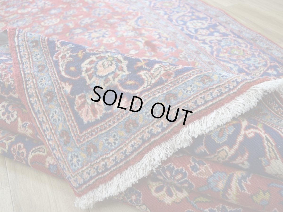 画像13: 良品 ペルシャ 絨毯 カシャーン産  285 x 201 cm No.AD316 縦3m 横2m 6㎡ 〜6帖 リビング ダイニング 3人掛けソファ コーナーソファ 大判 サイズ 肉厚 ウール 手織り トライバル ラグ 敷物 マット カーペット メダリオン ヴィンテージ ビンテージ 赤 ネイビー b-ad316-285201h364206 (13)