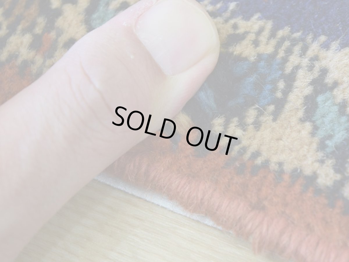 画像8: 良品 ペルシャ 部族絨毯 シールジャーン 玄関 マット サイズ 80 x 60 cm No.AD669 天然 肉厚 ウール 手織り ハンドメイド トライバル ラグ マット カーペット 生成り クリーム オレンジ ネイビー カラフル ボテ柄 幾何学模様 民族柄 b-ad669-080060h0719 (8)